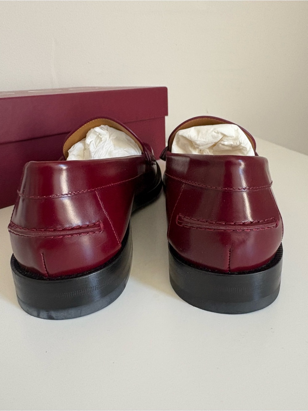 GUCCI Women’s Burgundy Leather Loafers NEW Size 40 / US 10 - Picture 6 of 11